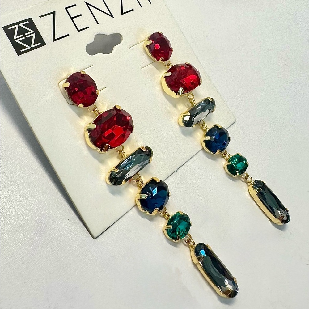 Zenzii Crystal Banquette Dangle Post Earrings